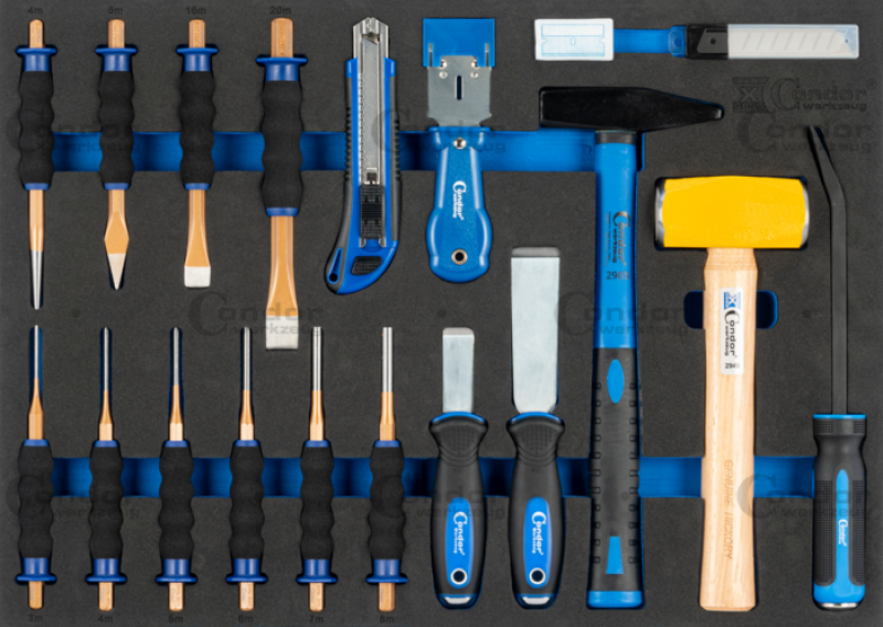 Condor Schaumeinlage Schlagwerkzeug Profi Gross 19-tlg.